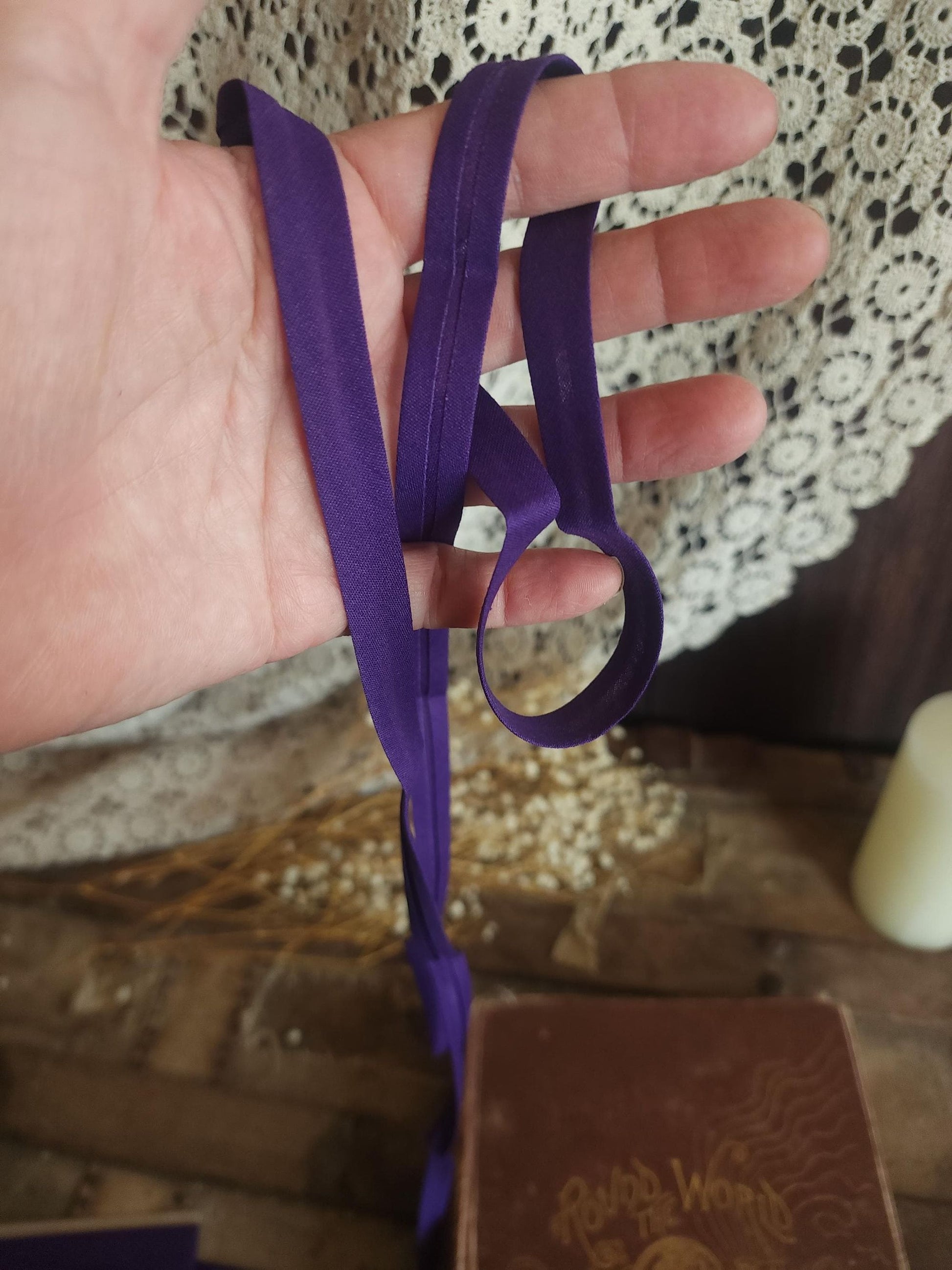 Vintage 1970s Purple Bias Tape Trim: 1/2" Wide Scroll, 3 and 1/3 Yards Piece