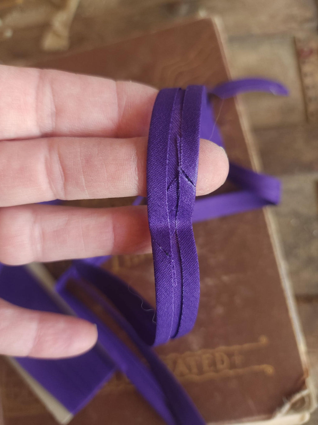 Vintage 1970s Purple Bias Tape Trim: 1/2" Wide Scroll, 3 and 1/3 Yards Piece