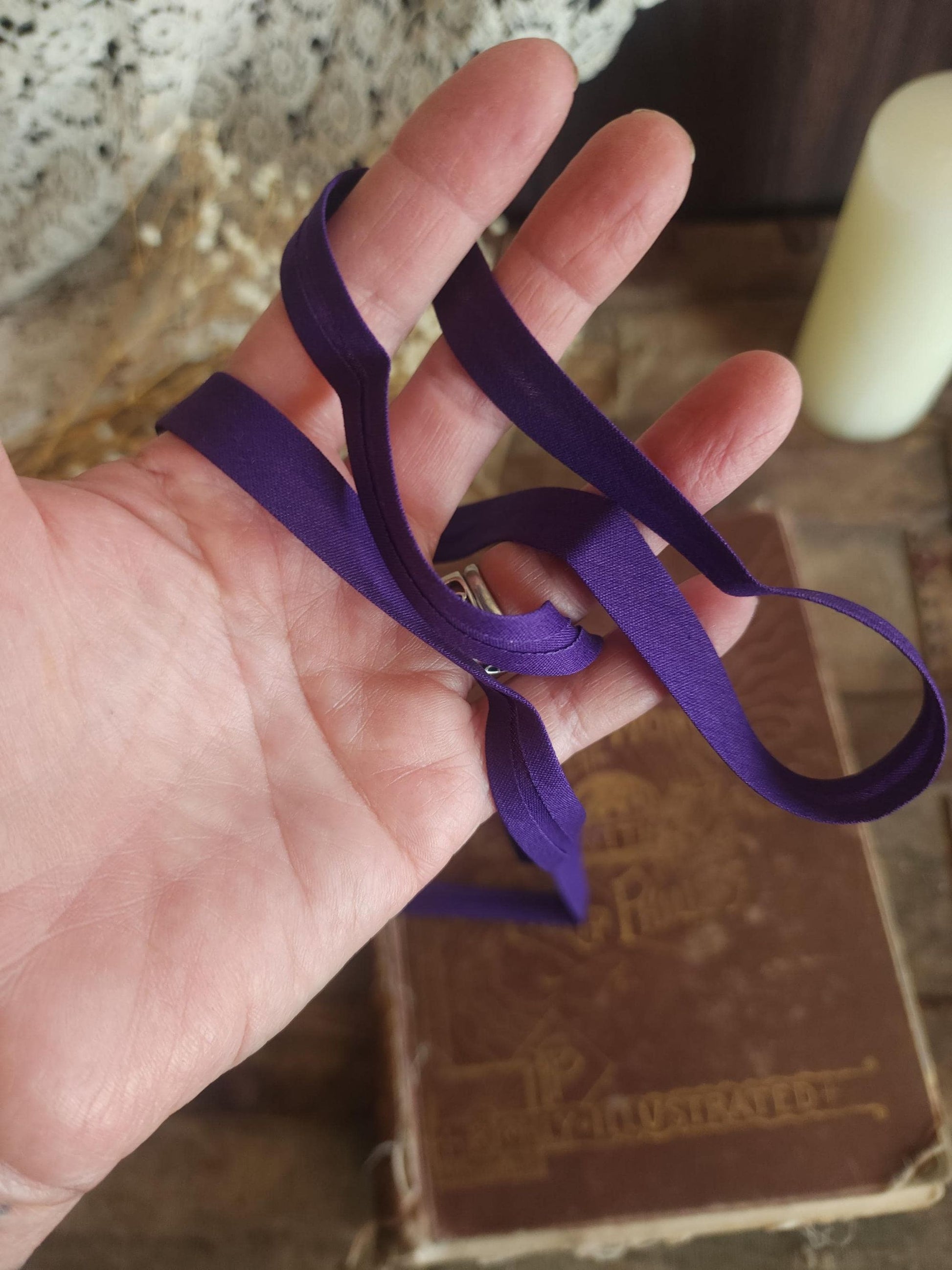 Vintage 1970s Purple Bias Tape Trim: 1/2" Wide Scroll, 3 and 1/3 Yards Piece