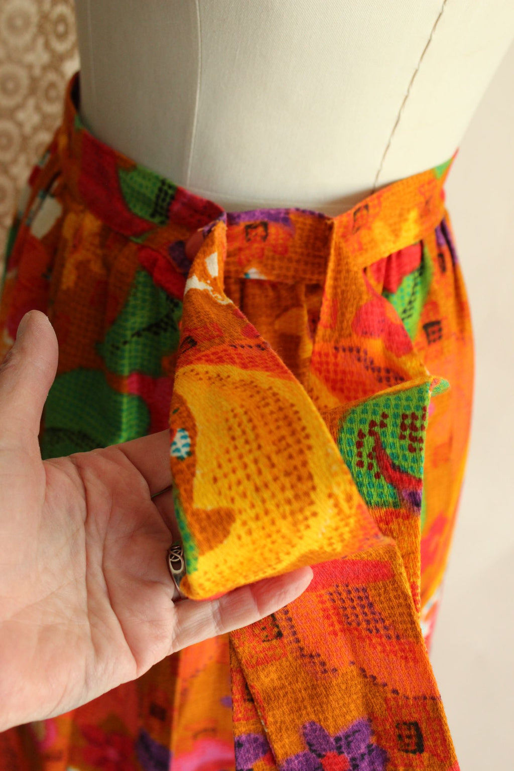 Vintage 1960s Skirt / Beverly Vogue Wrap Maxi Skirt / Flower Power