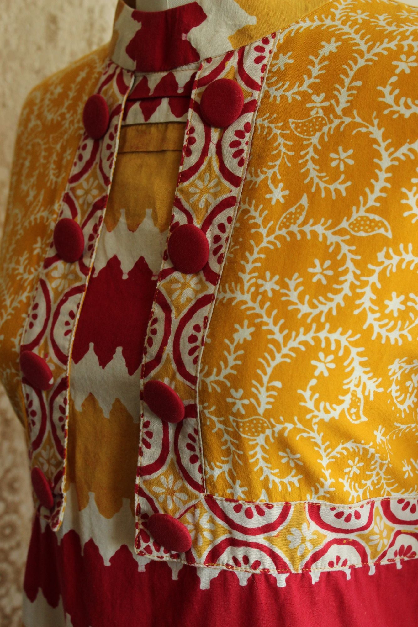 Vintage 1990s Maxi Dress in Red and Yellow