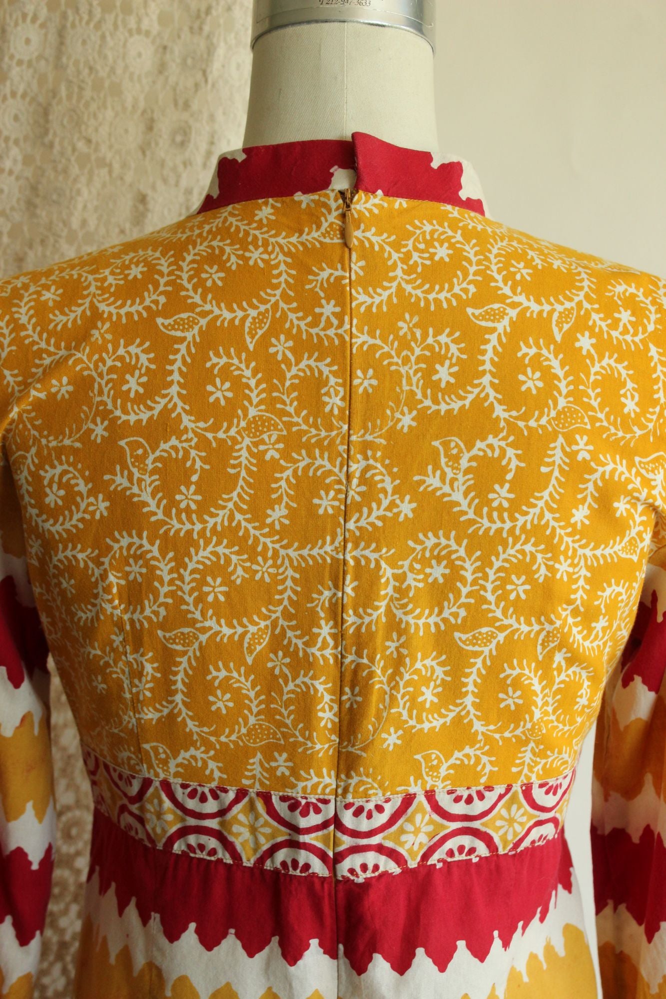 Vintage 1990s Maxi Dress in Red and Yellow