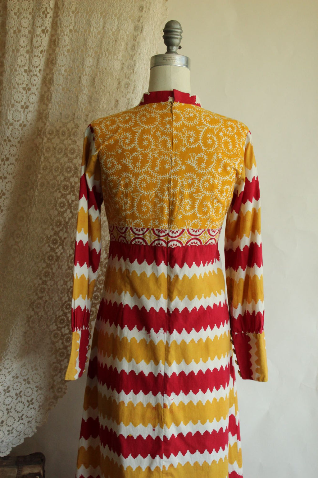 Vintage 1990s Maxi Dress in Red and Yellow