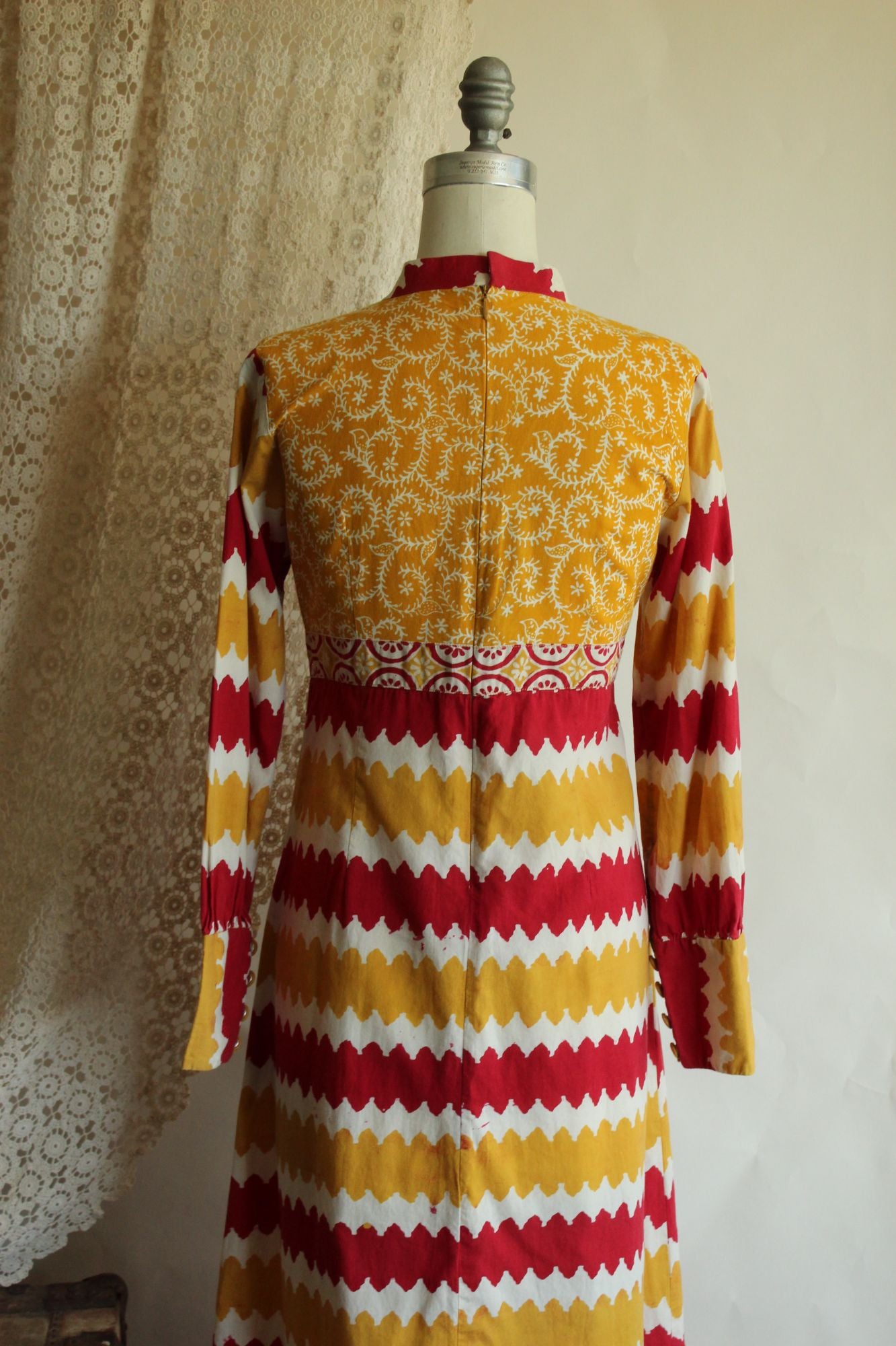 Vintage 1990s Maxi Dress in Red and Yellow