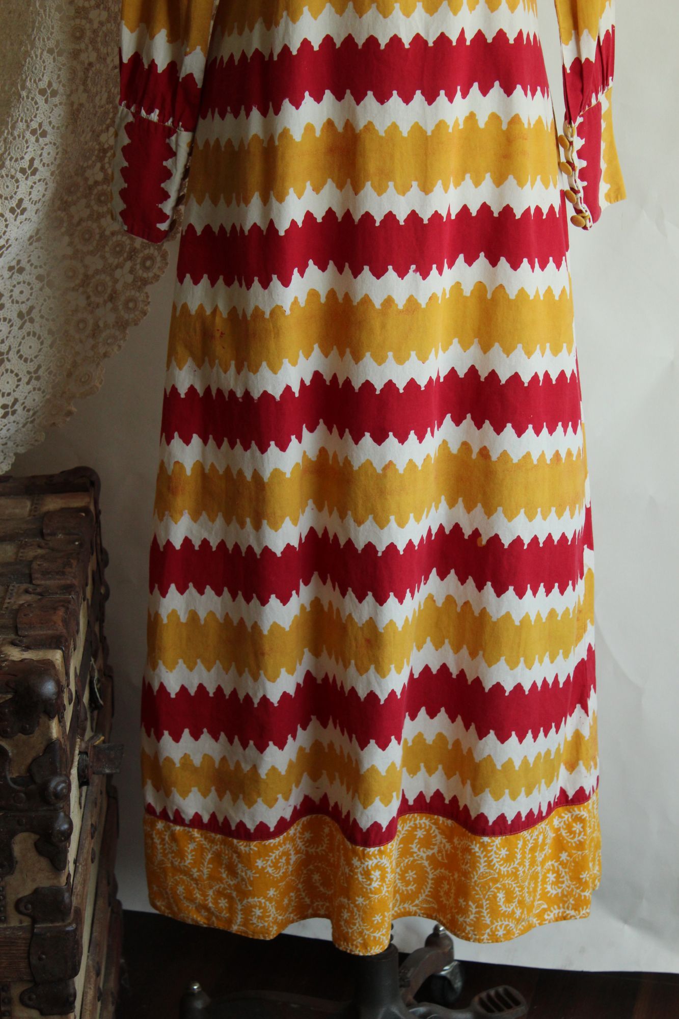Vintage 1990s Maxi Dress in Red and Yellow
