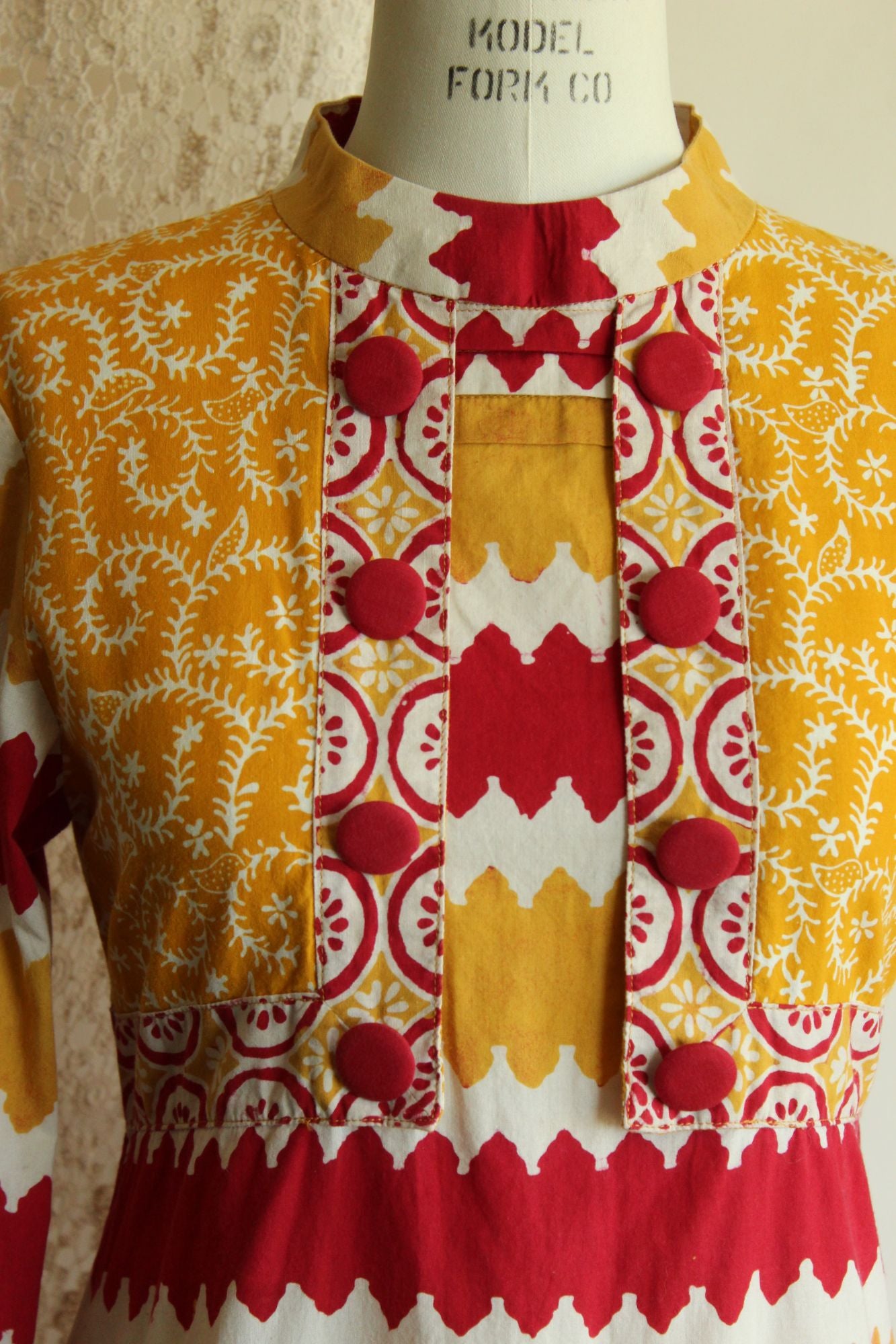 Vintage 1990s Maxi Dress in Red and Yellow