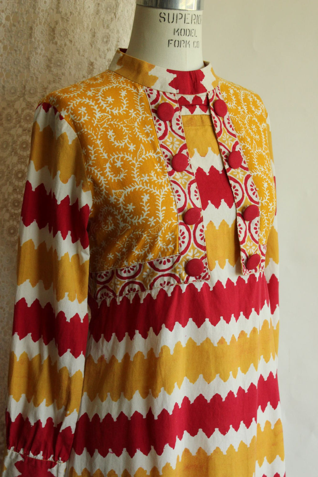 Vintage 1990s Maxi Dress in Red and Yellow