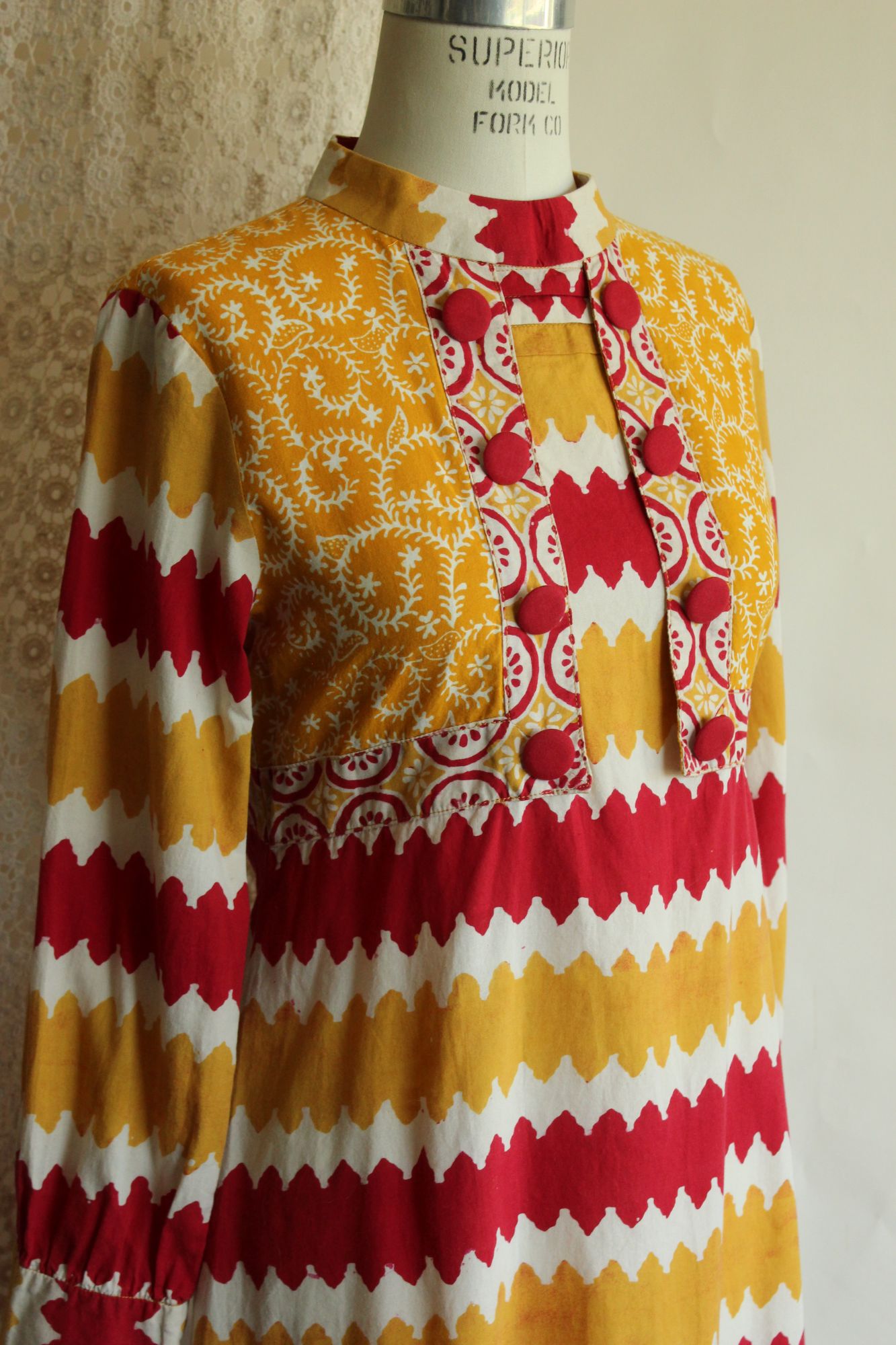 Vintage 1990s Maxi Dress in Red and Yellow