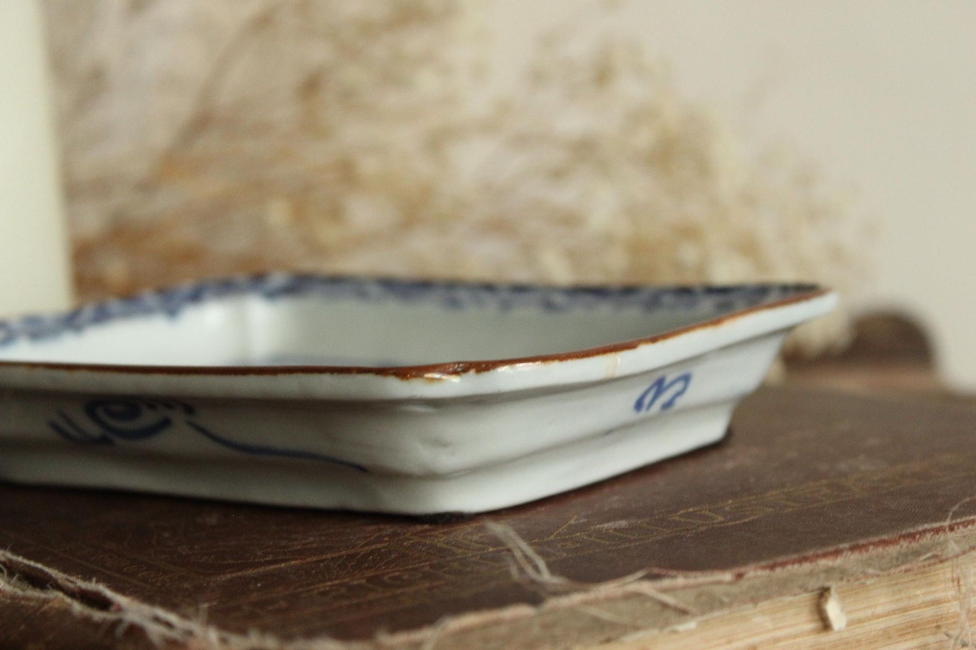 Vintage Antique 1800s Blue and White Sometsuke Plate