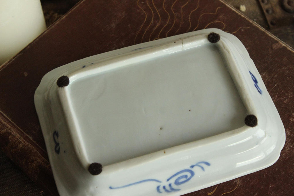 Vintage Antique 1800s Blue and White Sometsuke Plate