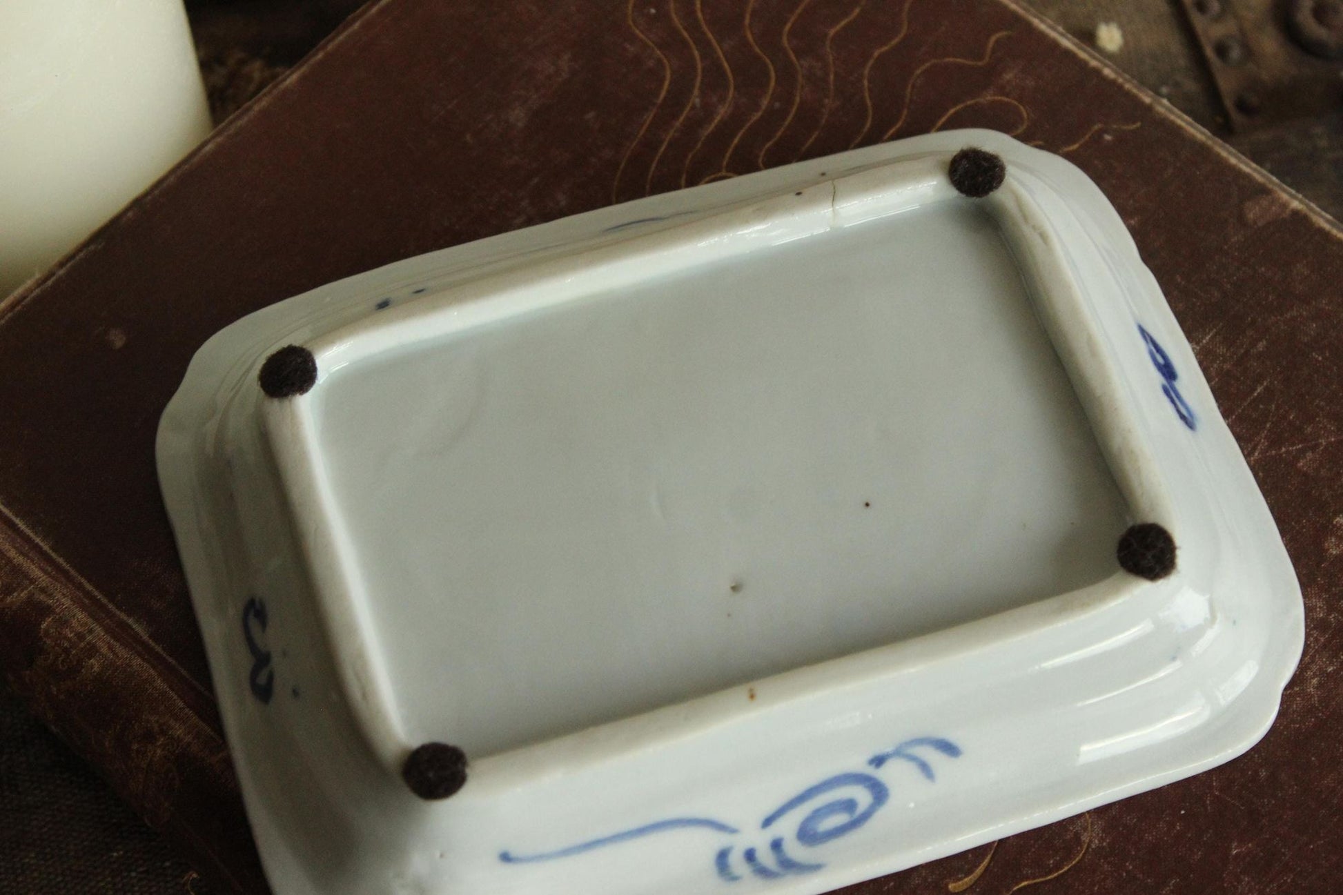 Vintage Antique 1800s Blue and White Sometsuke Plate