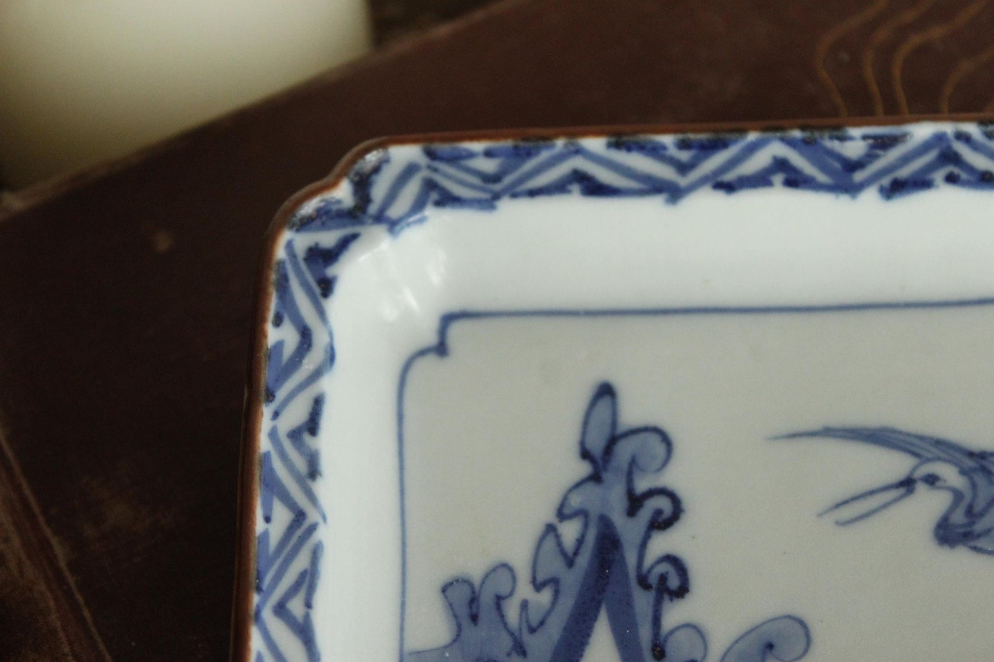 Vintage Antique 1800s Blue and White Sometsuke Plate