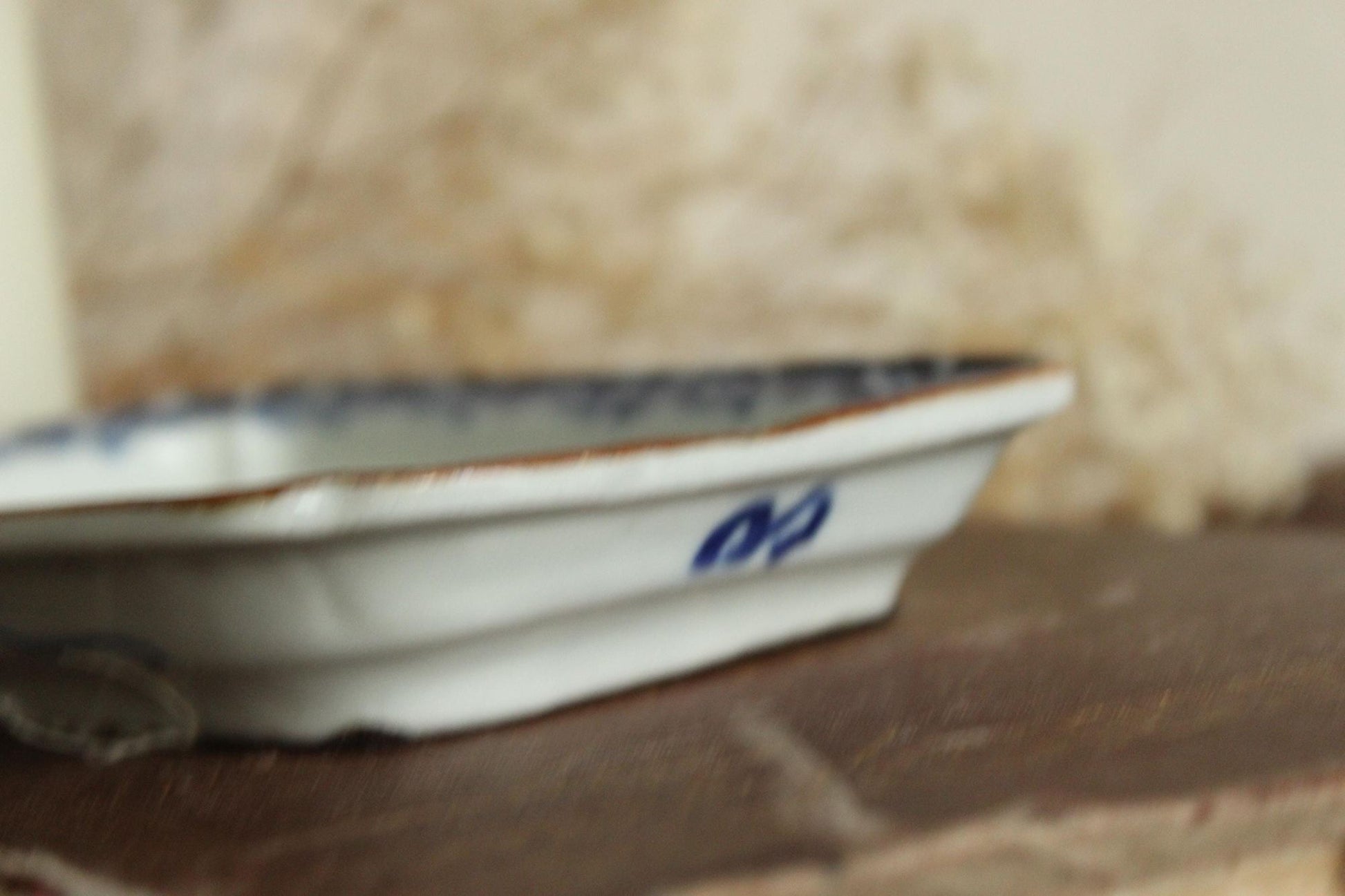 Vintage Antique 1800s Blue and White Sometsuke Plate