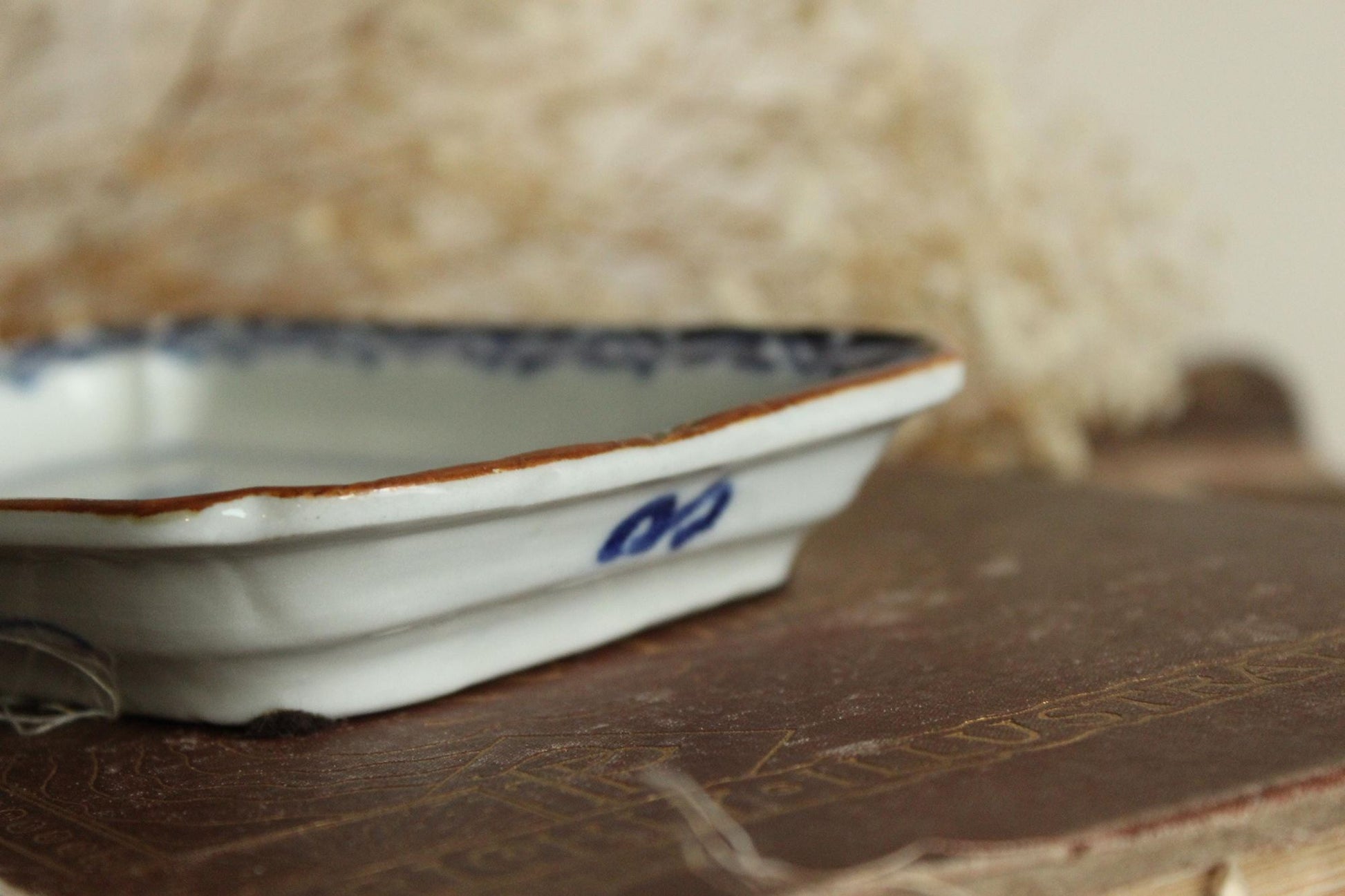 Vintage Antique 1800s Blue and White Sometsuke Plate