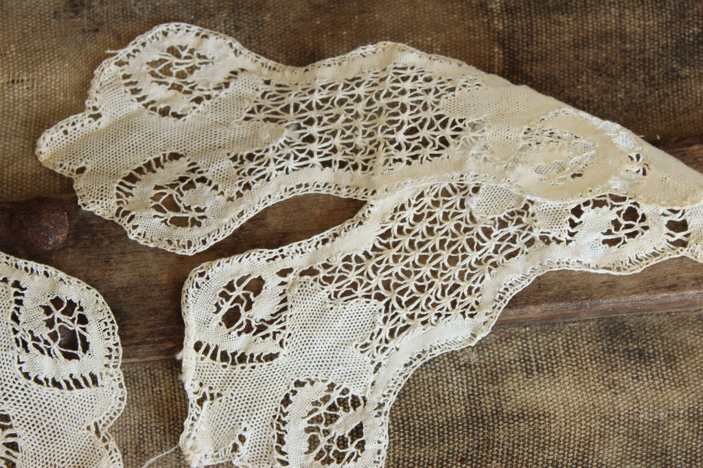Antique Ivory Cotton Lace Collar Appliques.