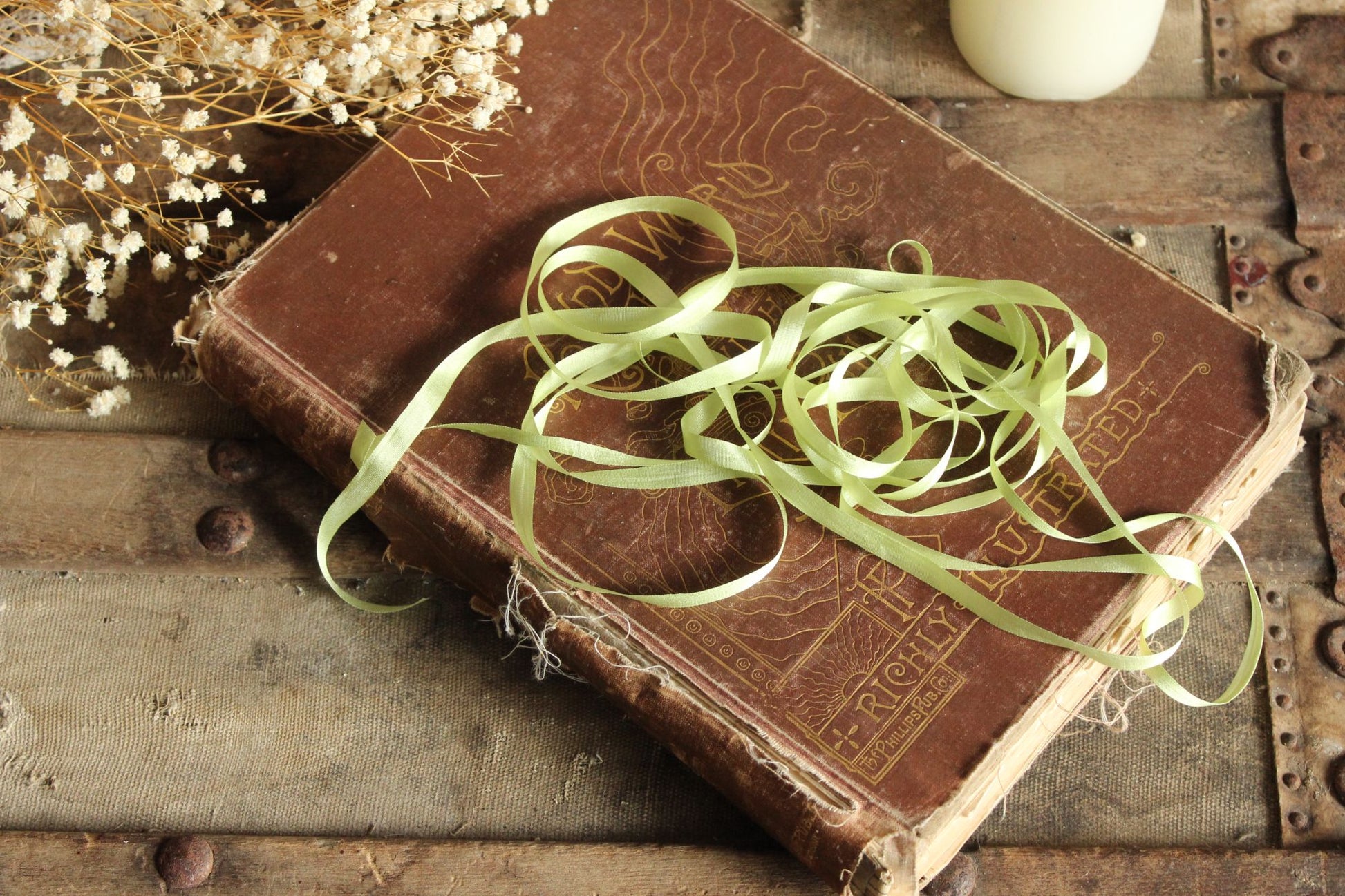 Silk Ribbon in Apple Green 7mm Narrow Trim, 1/4" Wide, three Yards