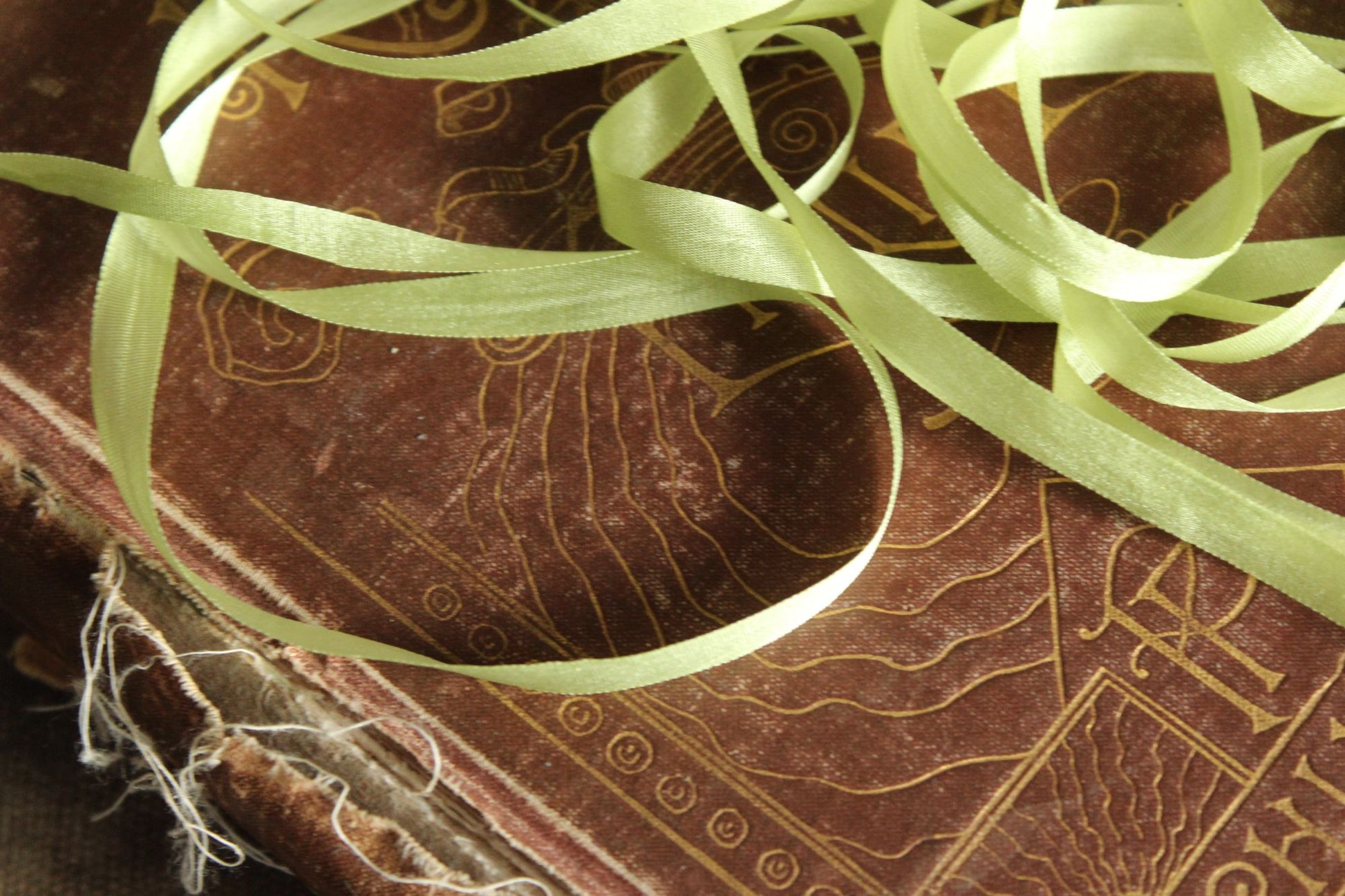 Silk Ribbon in Apple Green 7mm Narrow Trim, 1/4" Wide, three Yards