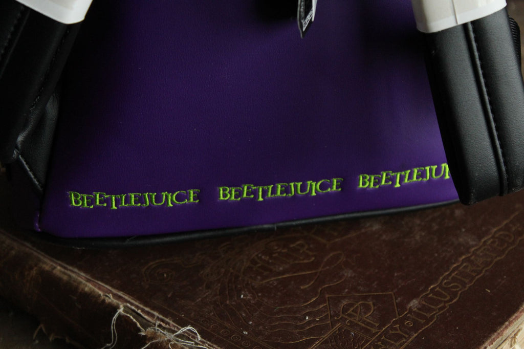 Loungefly Beetlejuice Backpack, New With Tags, Green and Purple, Pockets