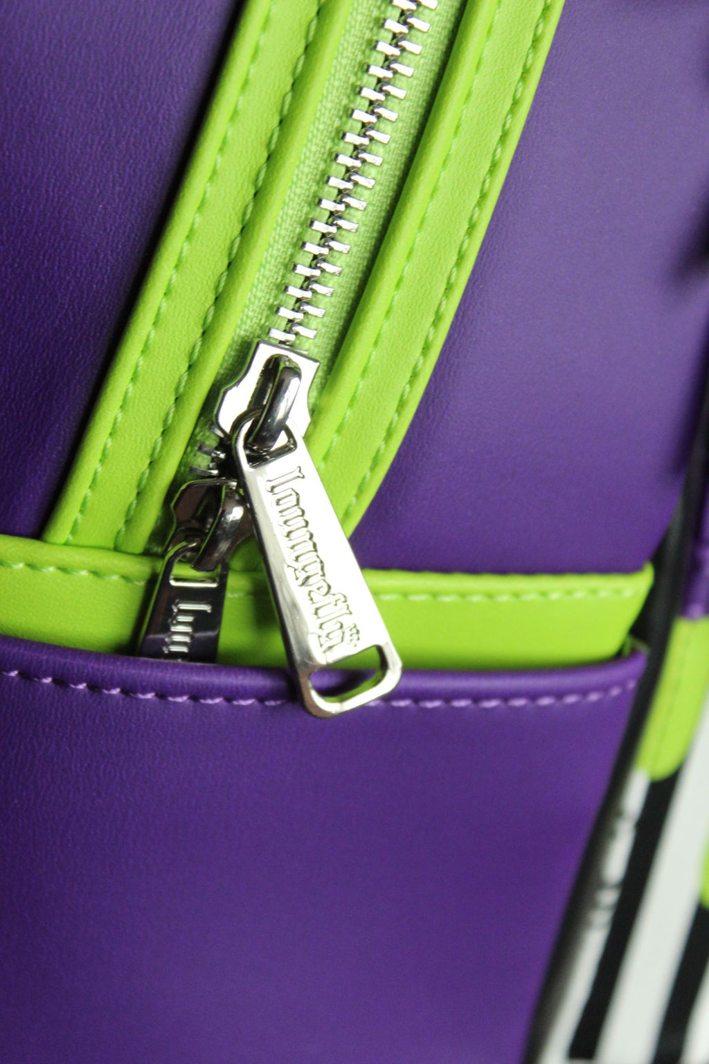 Loungefly Beetlejuice Backpack, New With Tags, Green and Purple, Pockets