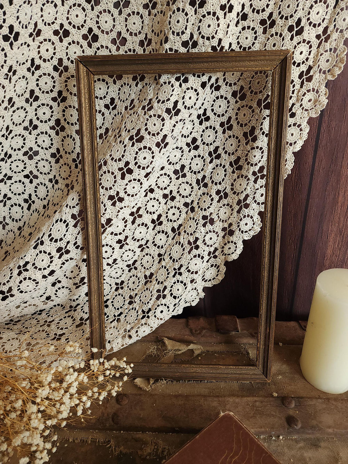 Vintage 1930s 10x16 Inch Wood Frame with Faux Grain