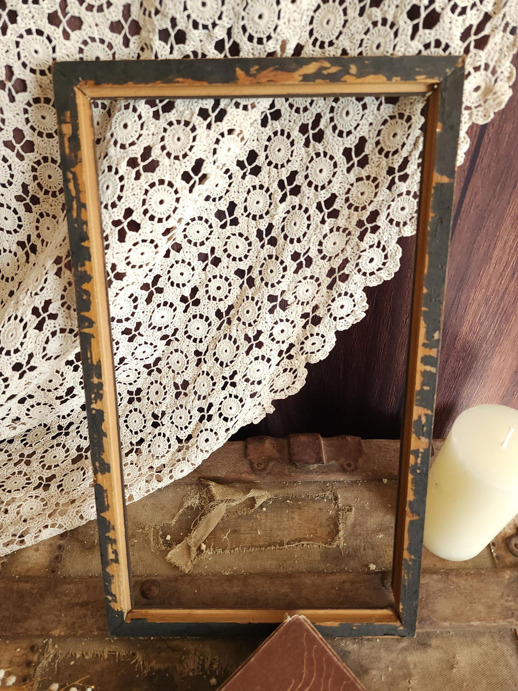 Vintage 1930s 10x16 Inch Wood Frame with Faux Grain