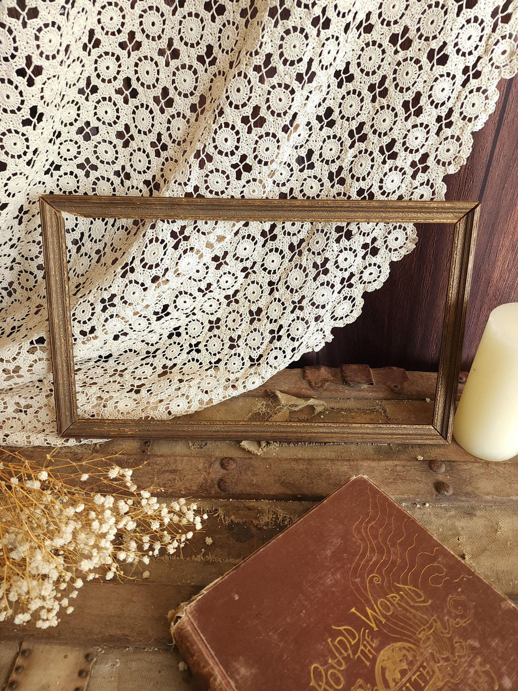 Vintage 1930s 10x16 Inch Wood Frame with Faux Grain