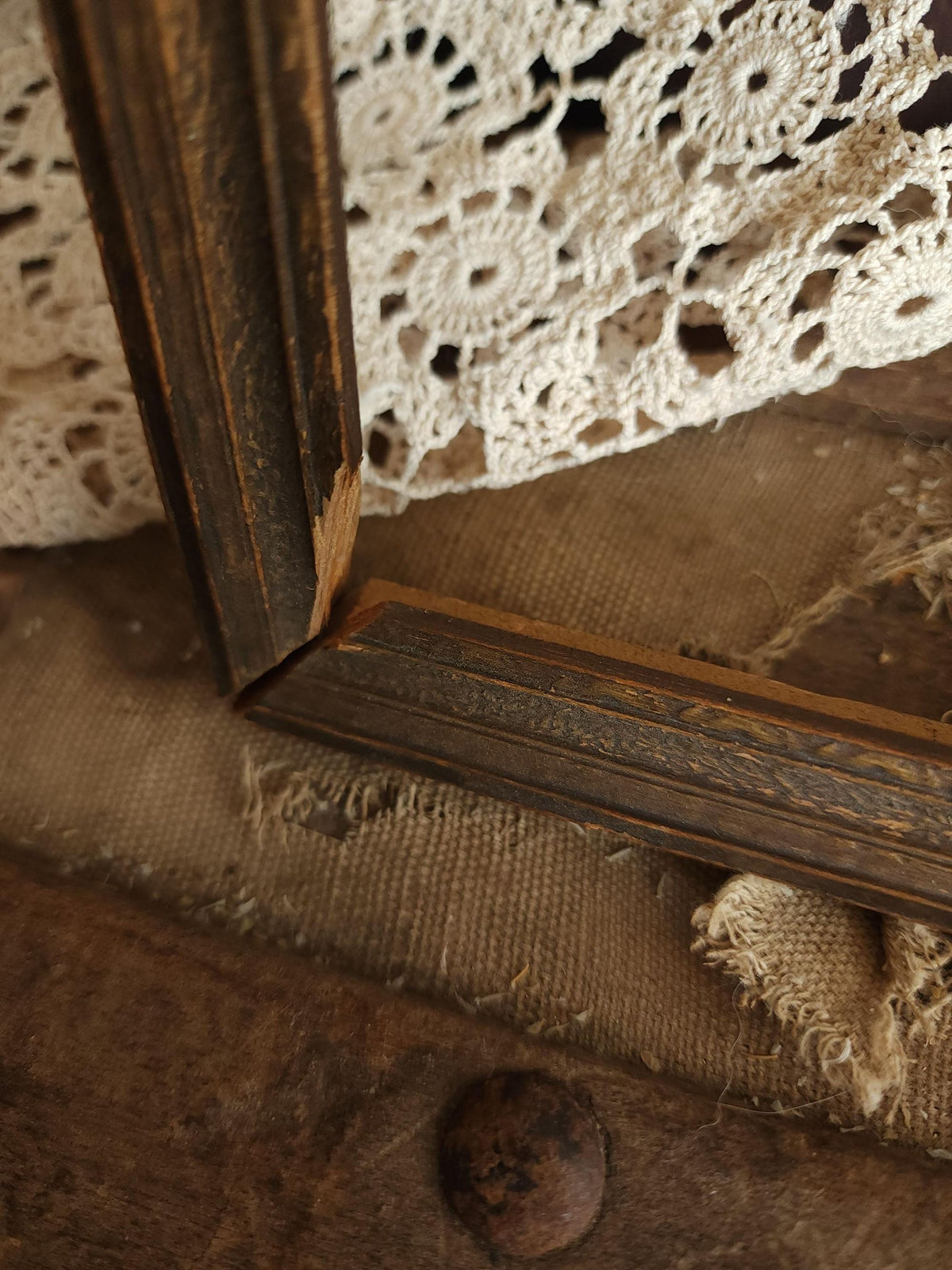 Vintage 1930s 10x16 Inch Wood Frame with Faux Grain