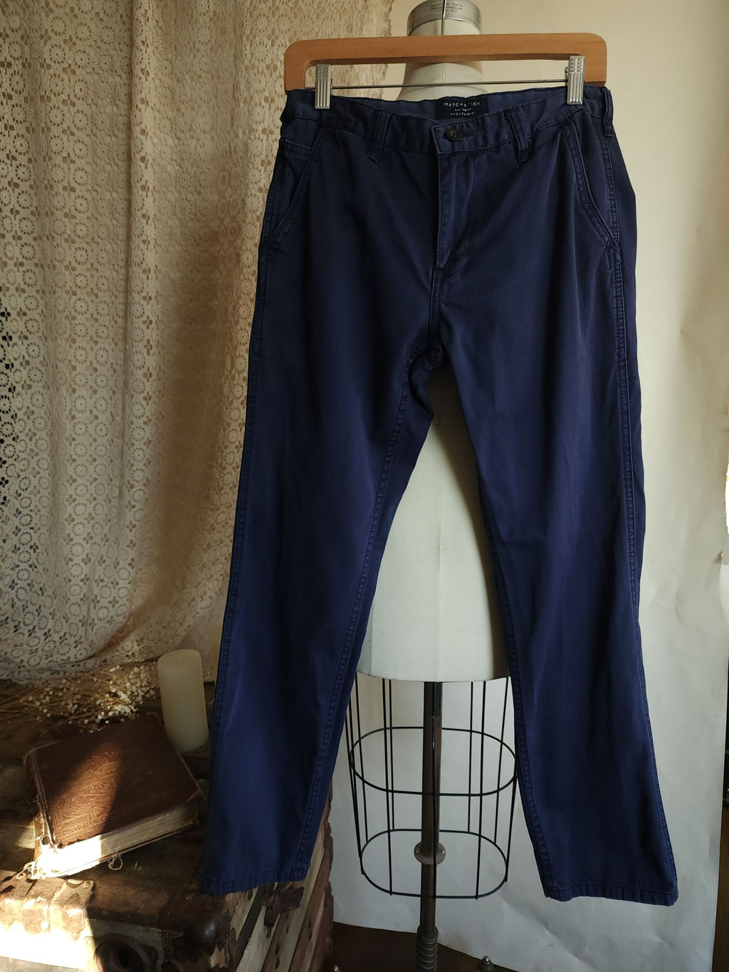 MatchStick Argus Chino Pants, Size 30, Navy Blue, Straight Leg