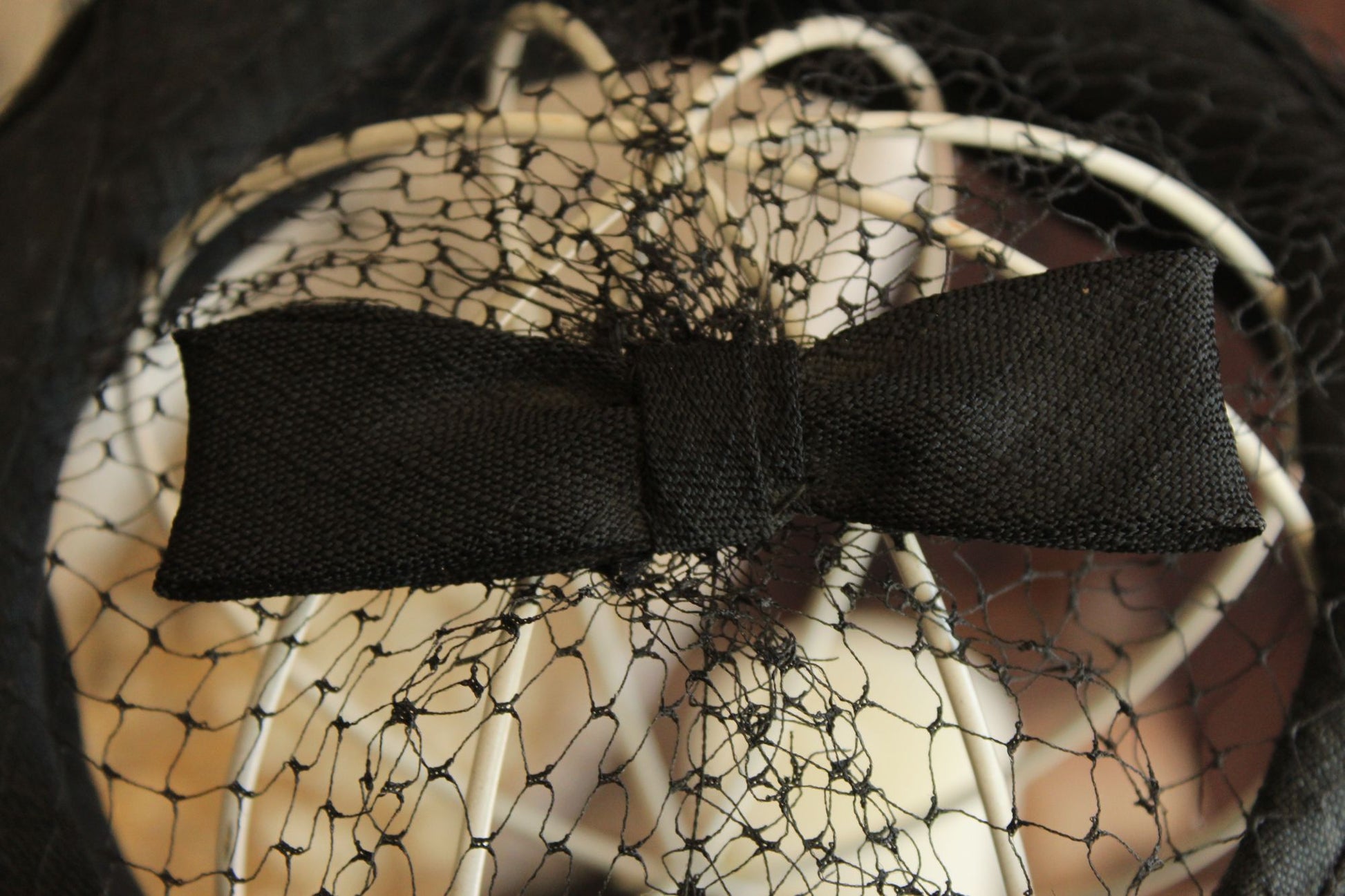 Vintage 1950s Black Silk Fascinator With Veil