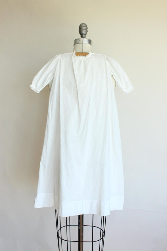 Vintage 1900s White Cotton and Lace Baby Dress