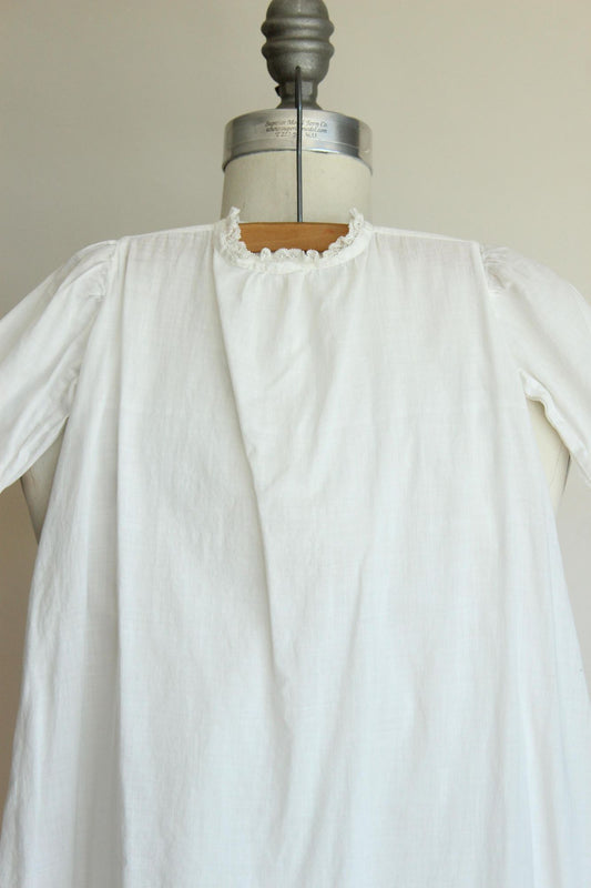 Vintage 1900s White Cotton and Lace Baby Dress
