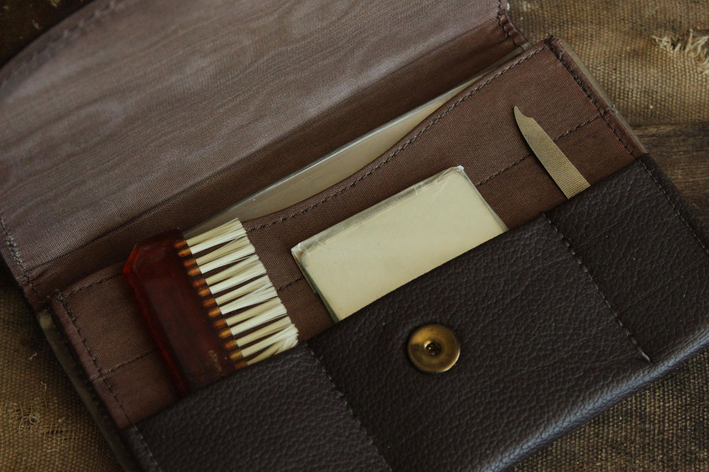 Vintage 1950s 1960s Mens Grooming Kit with Brush Mirror and Nail File
