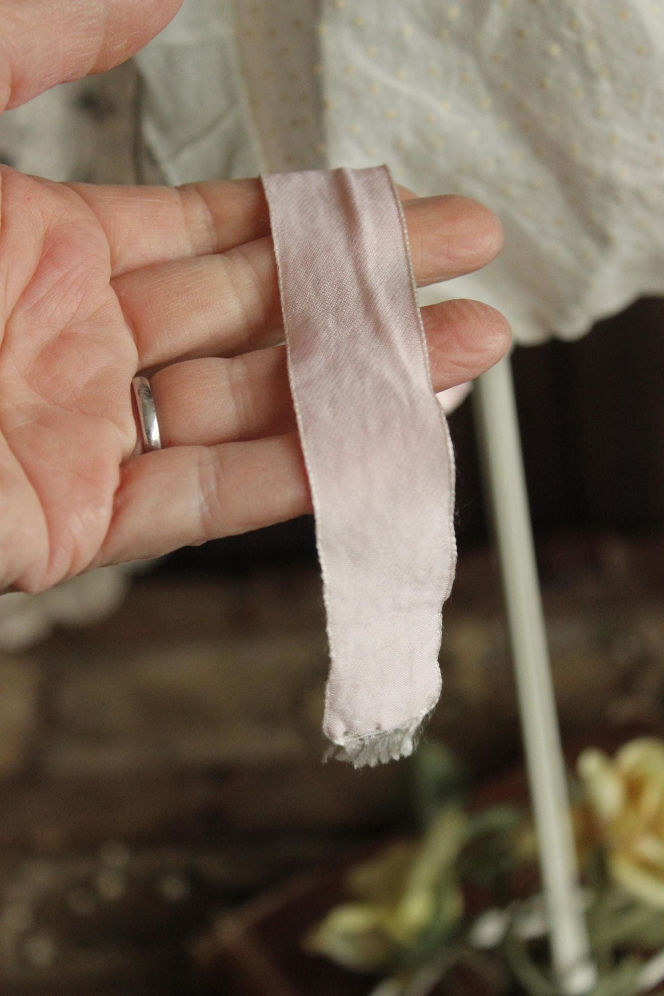 Vintage 1950s 1960s Baby Bonnet with Lace Trim and Swiss Dots