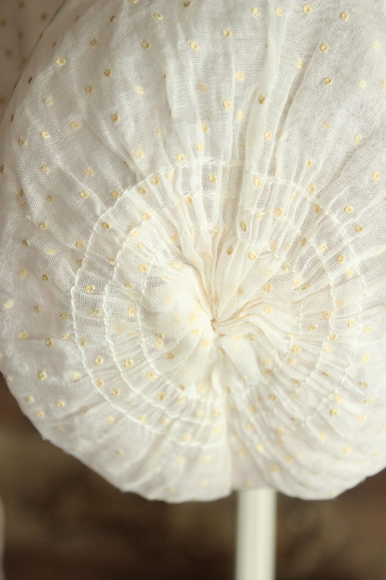 Vintage 1950s 1960s Baby Bonnet with Lace Trim and Swiss Dots