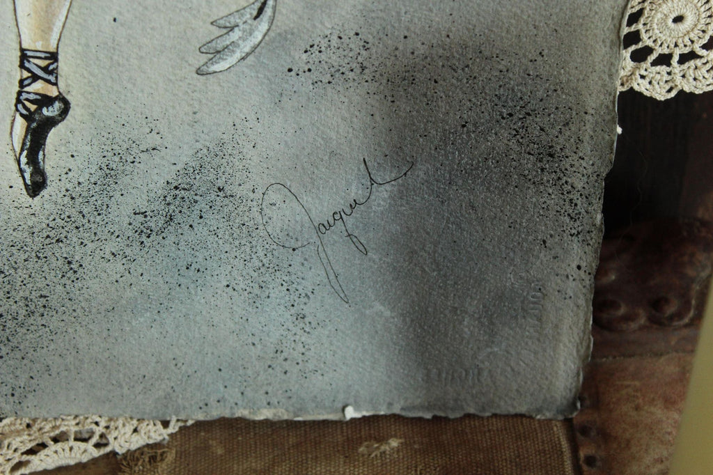 Original 15"x12" Acrylic Artwork Painting, Black Ballet Fairy Fantasy Art, "Ballerina"