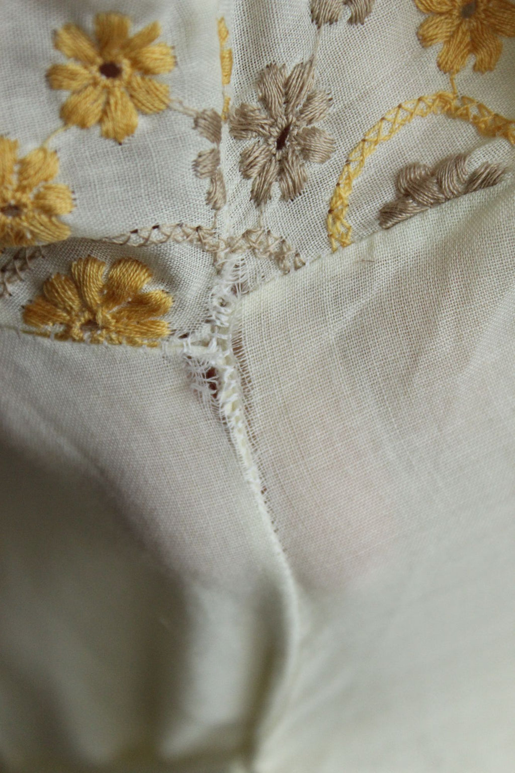 Vintage 1970s Yellow Embroidered Boho Maxidress