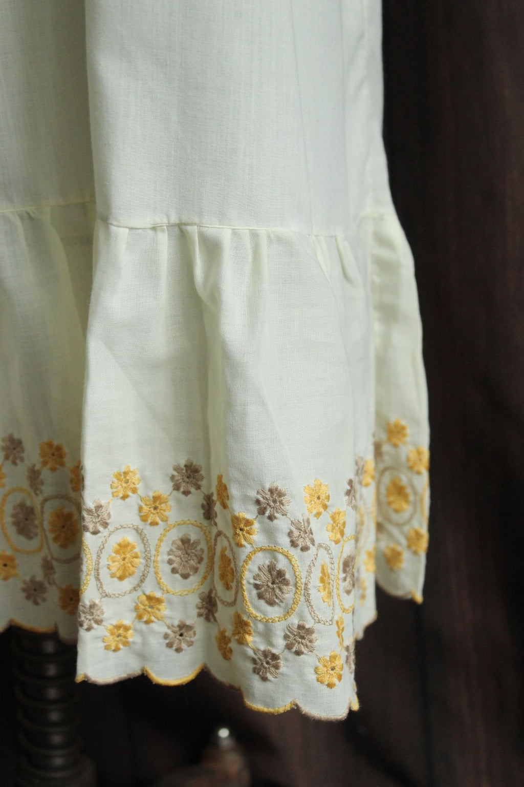 Vintage 1970s Yellow Embroidered Boho Maxidress