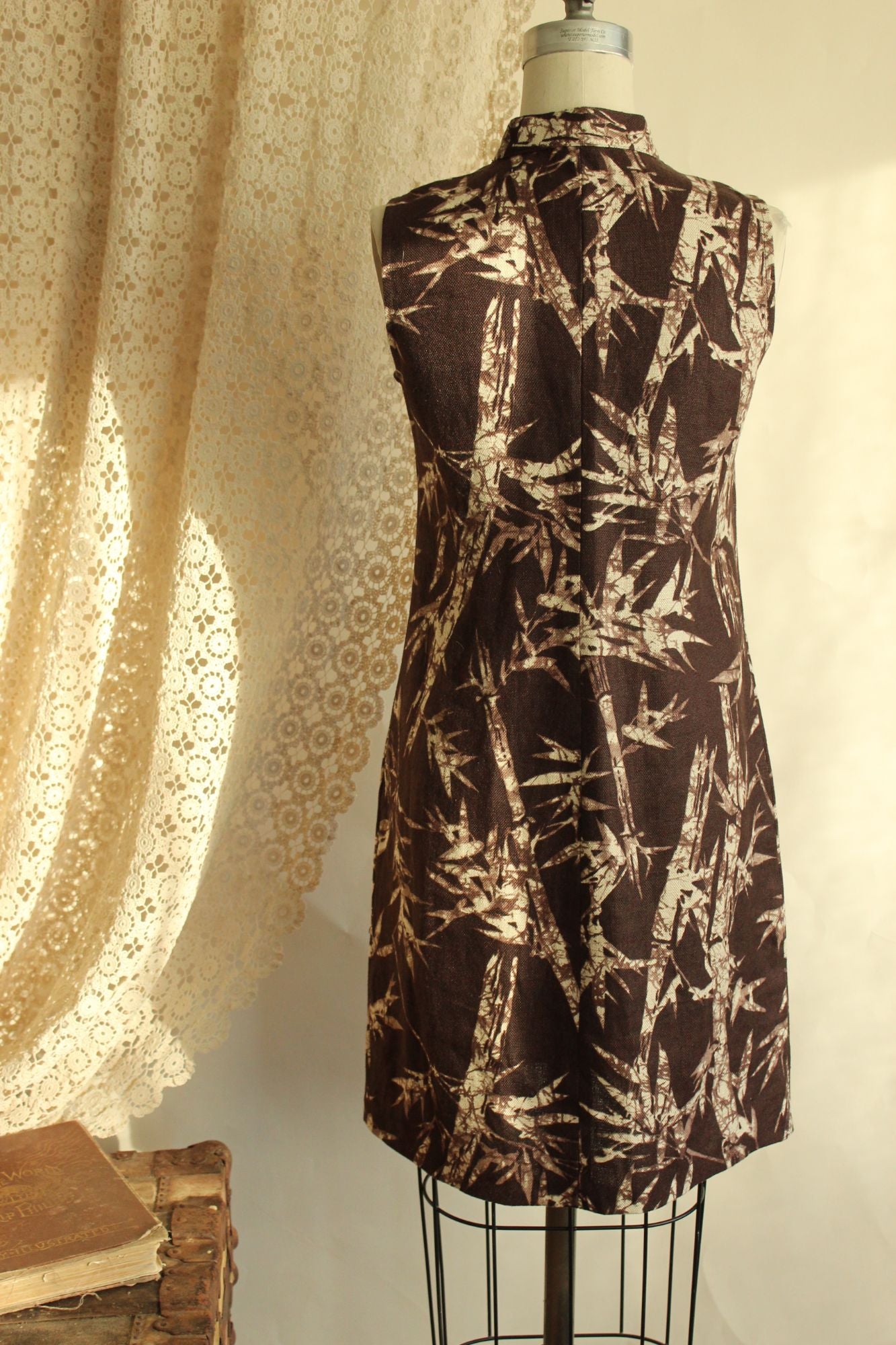 Michael Kors Sleeveless Brown Bamboo Print Lace-Up Dress Size 2