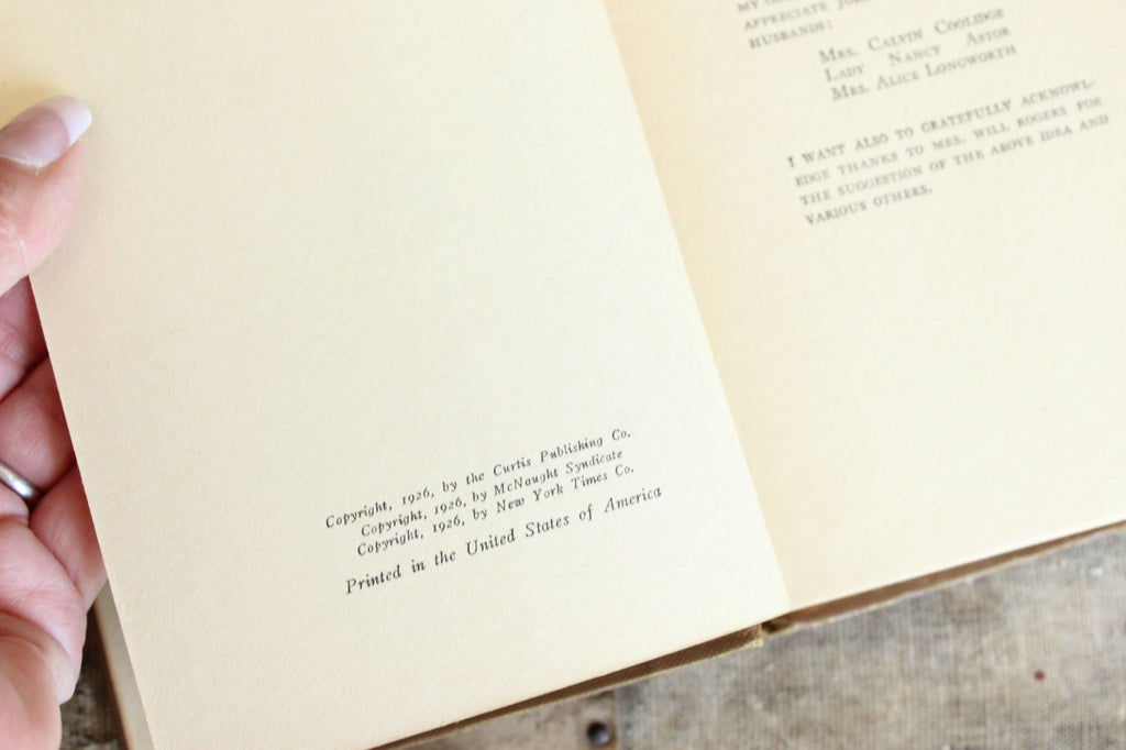 Vintage 1920s Book, Will Rogers, "Letters Of a Self Made Diplomat to His President."
