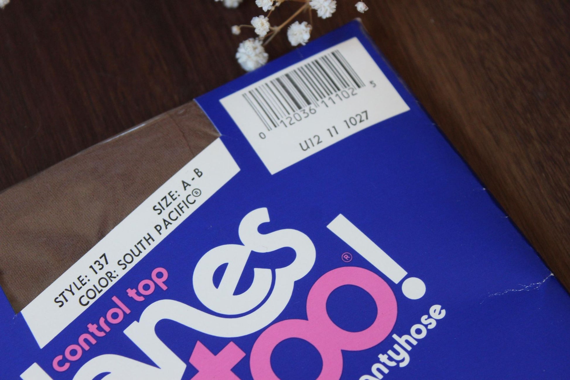 Vintage 1980s 1990s Pantyhose, New NOS Hanes Too, Control Top Size AB South Pacific