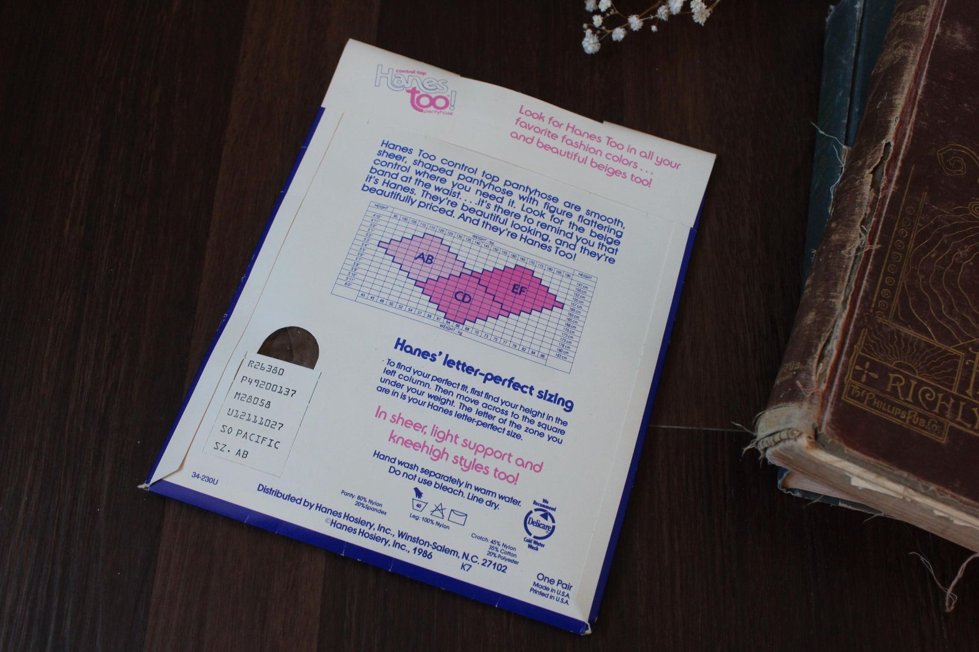 Vintage 1980s 1990s Pantyhose, New NOS Hanes Too, Control Top Size AB South Pacific