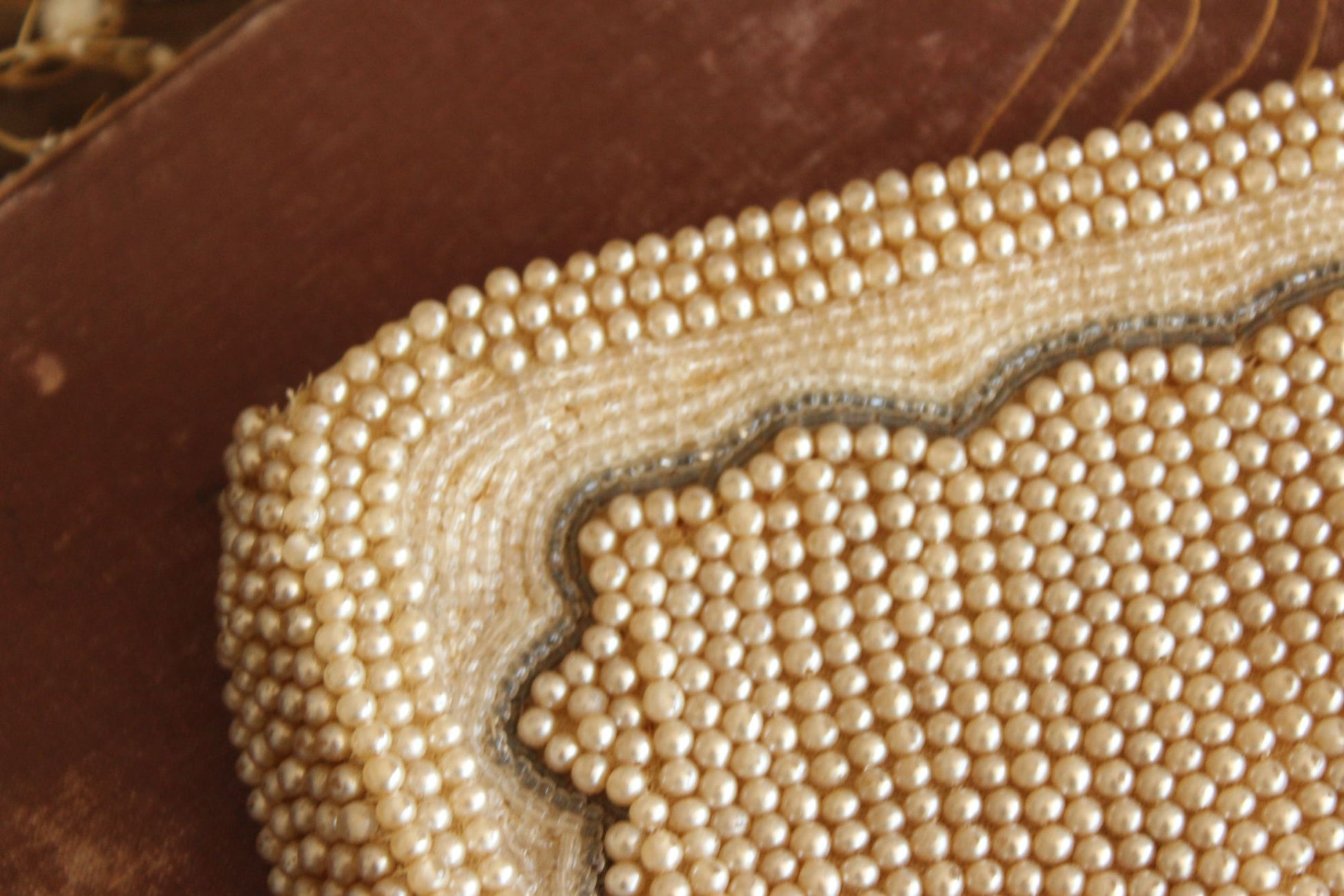 Vintage 1940s Beaded Clutch Purse Covered In Faux Pearls