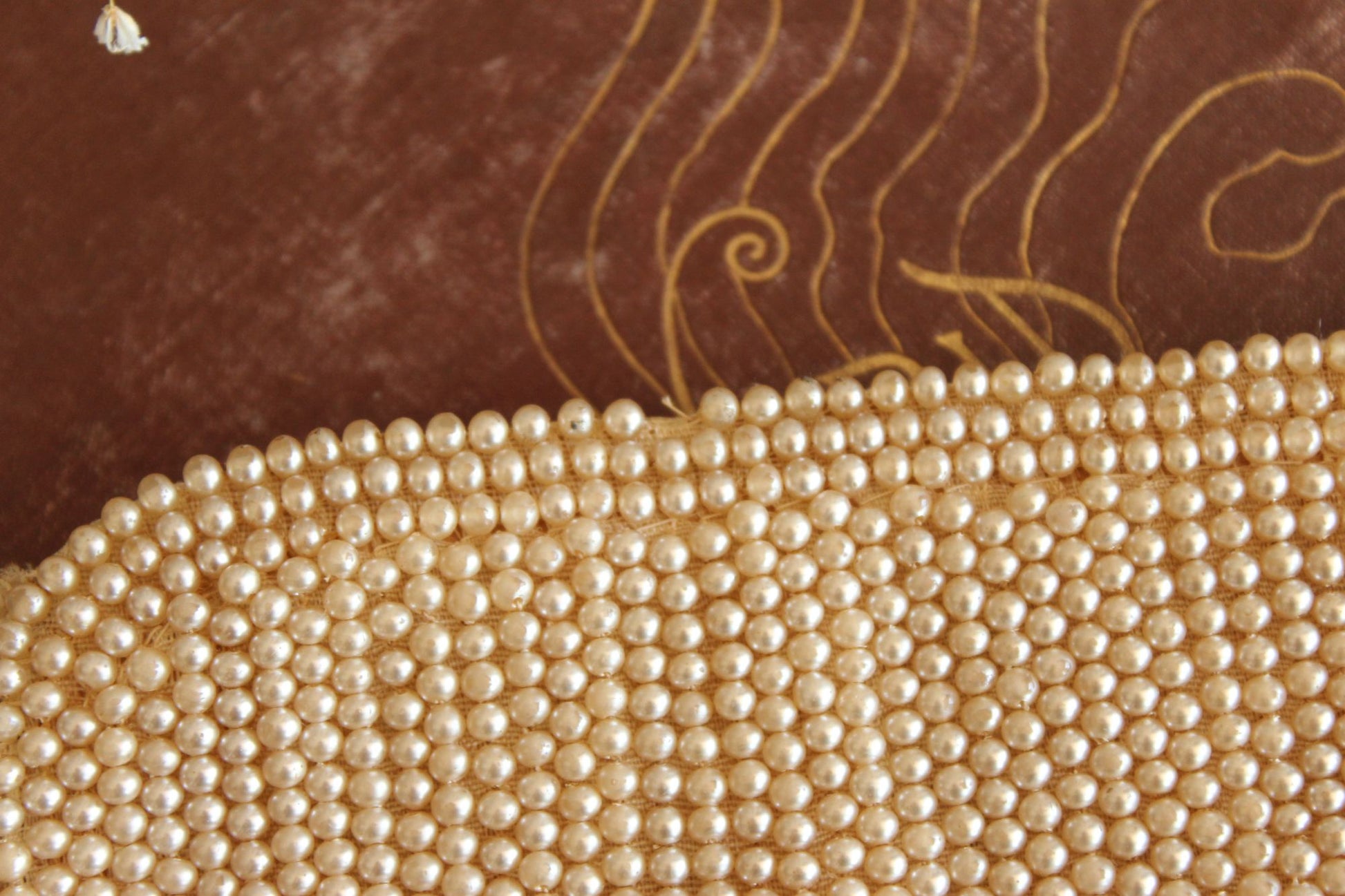 Vintage 1940s Beaded Clutch Purse Covered In Faux Pearls