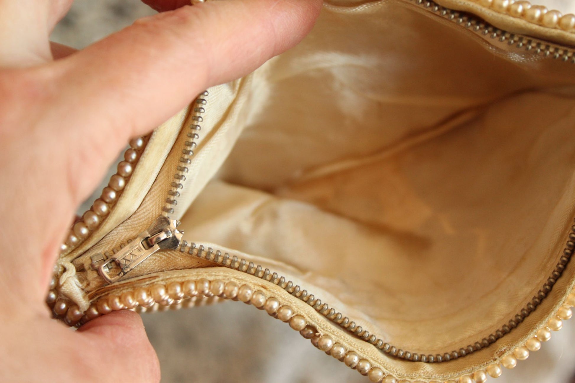 Vintage 1940s Beaded Clutch Purse Covered In Faux Pearls