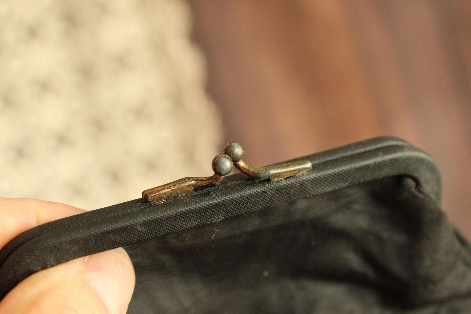 Vintage 1940s Black Moire Taffeta Coin Purse