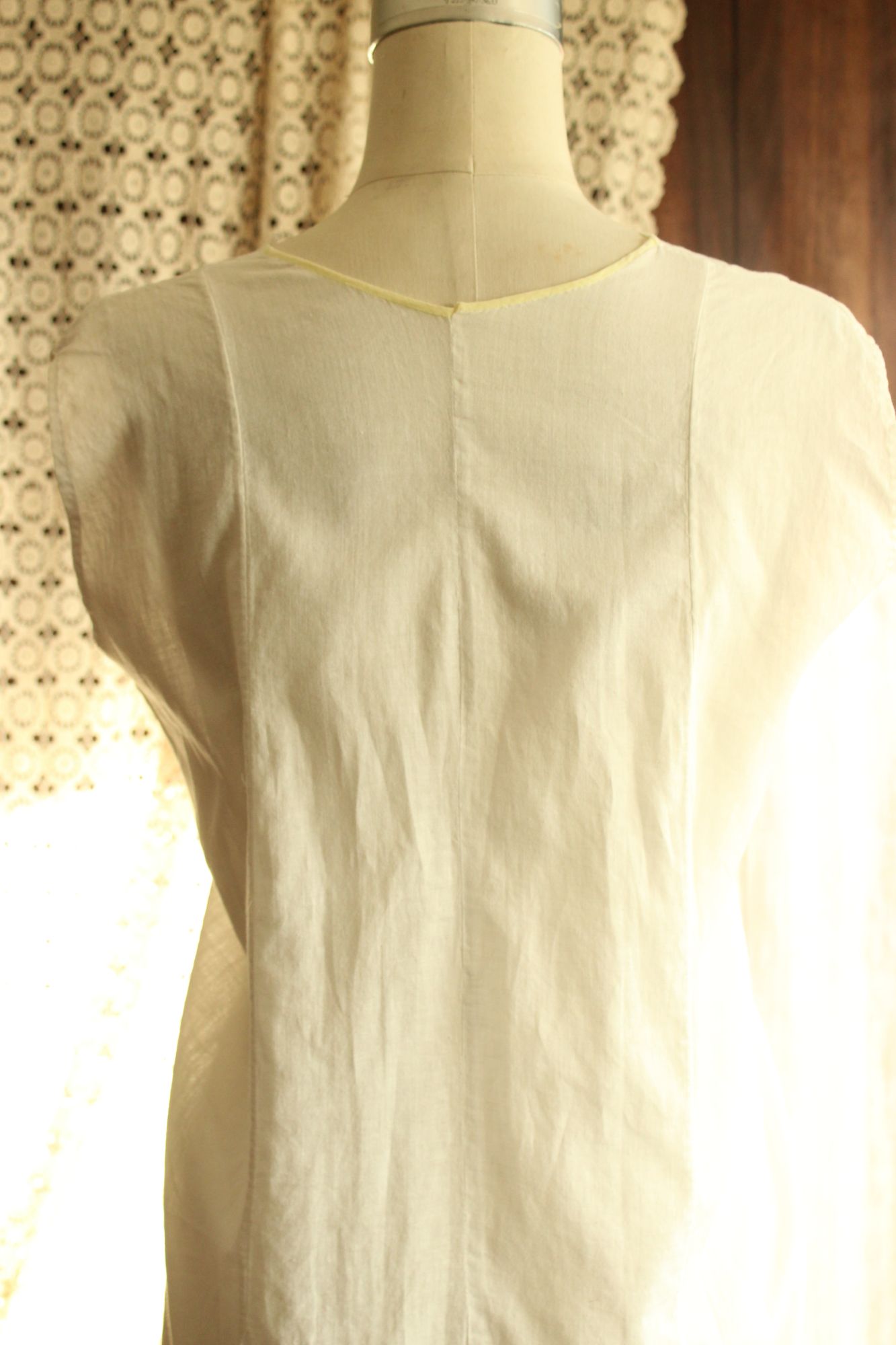 Antique 1910s 1920s White Cotton Embroidered Nightgown