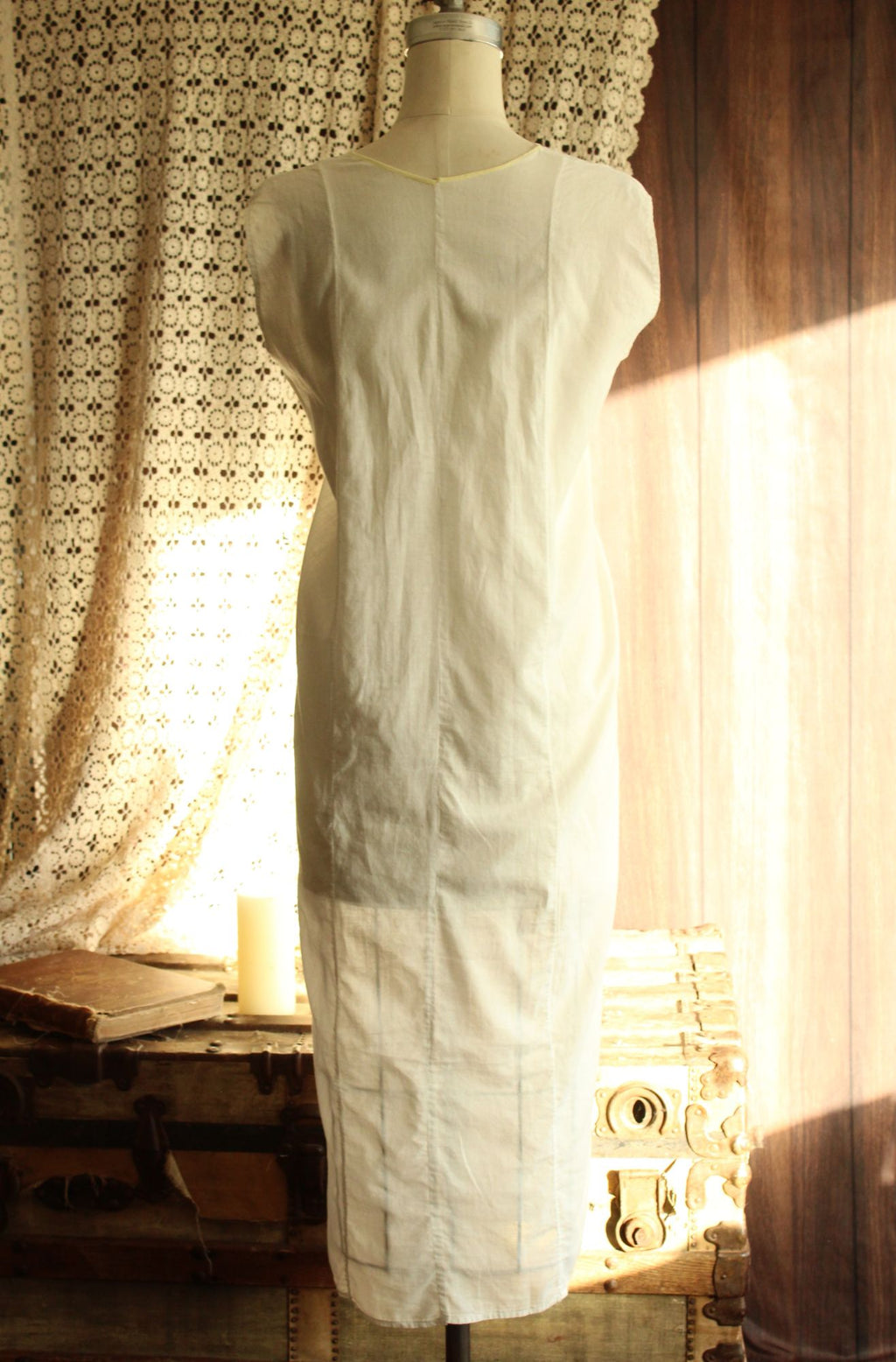 Antique 1910s 1920s White Cotton Embroidered Nightgown