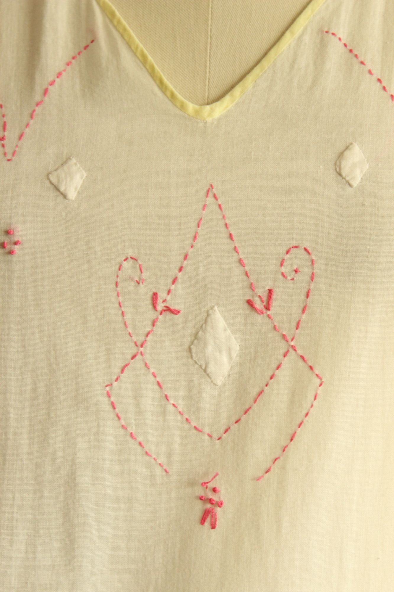 Antique 1910s 1920s White Cotton Embroidered Nightgown