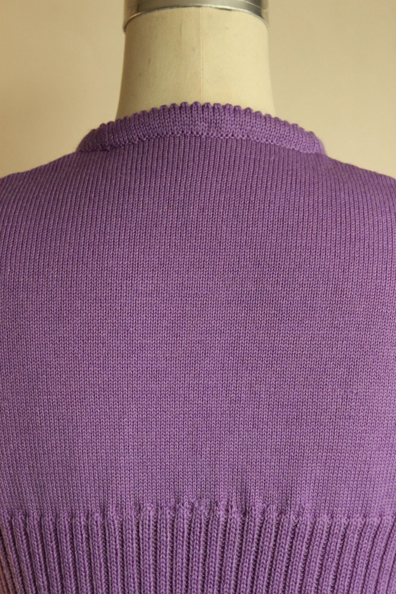 Vintage 1960s Purple Ribbed Waist Wool Knit Sweater Dress