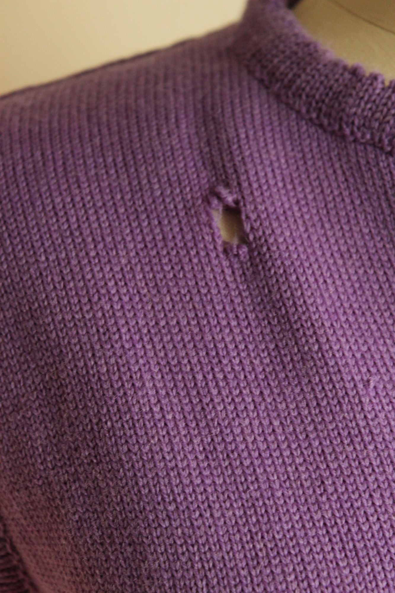 Vintage 1960s Purple Ribbed Waist Wool Knit Sweater Dress